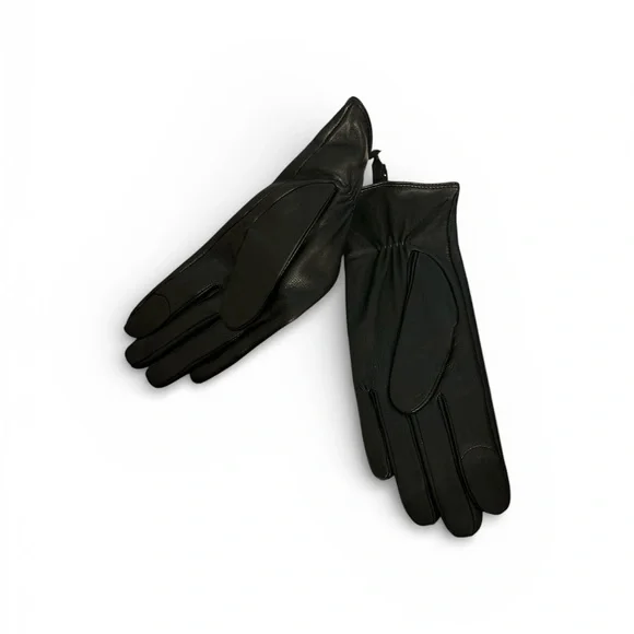 Michael Kors Black Leather Gloves with Gold Logo - Picture 5 of 6